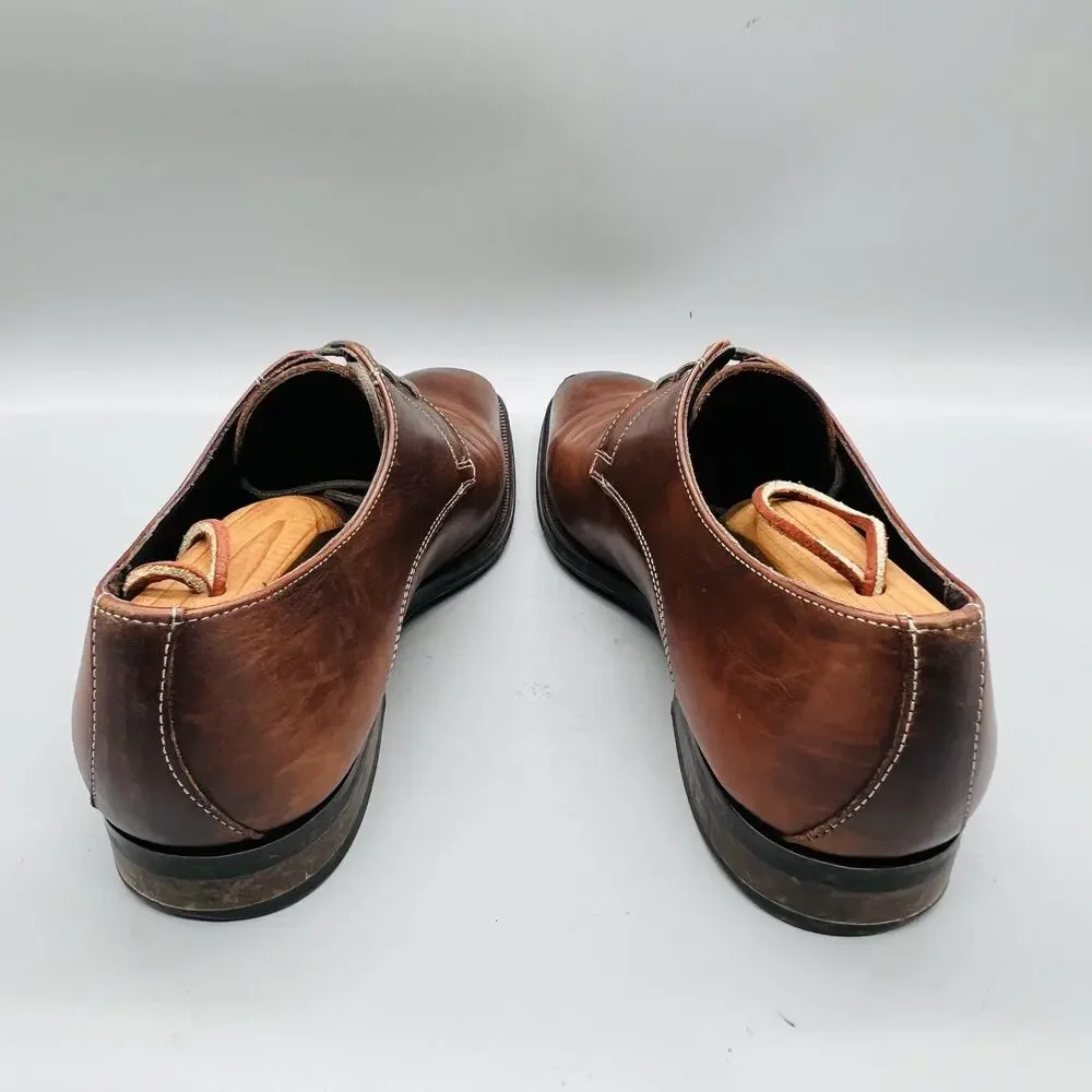 To Boot New York Shoes Mens 8 Brown Leather Derby Oxford Dress Almond Toe Office